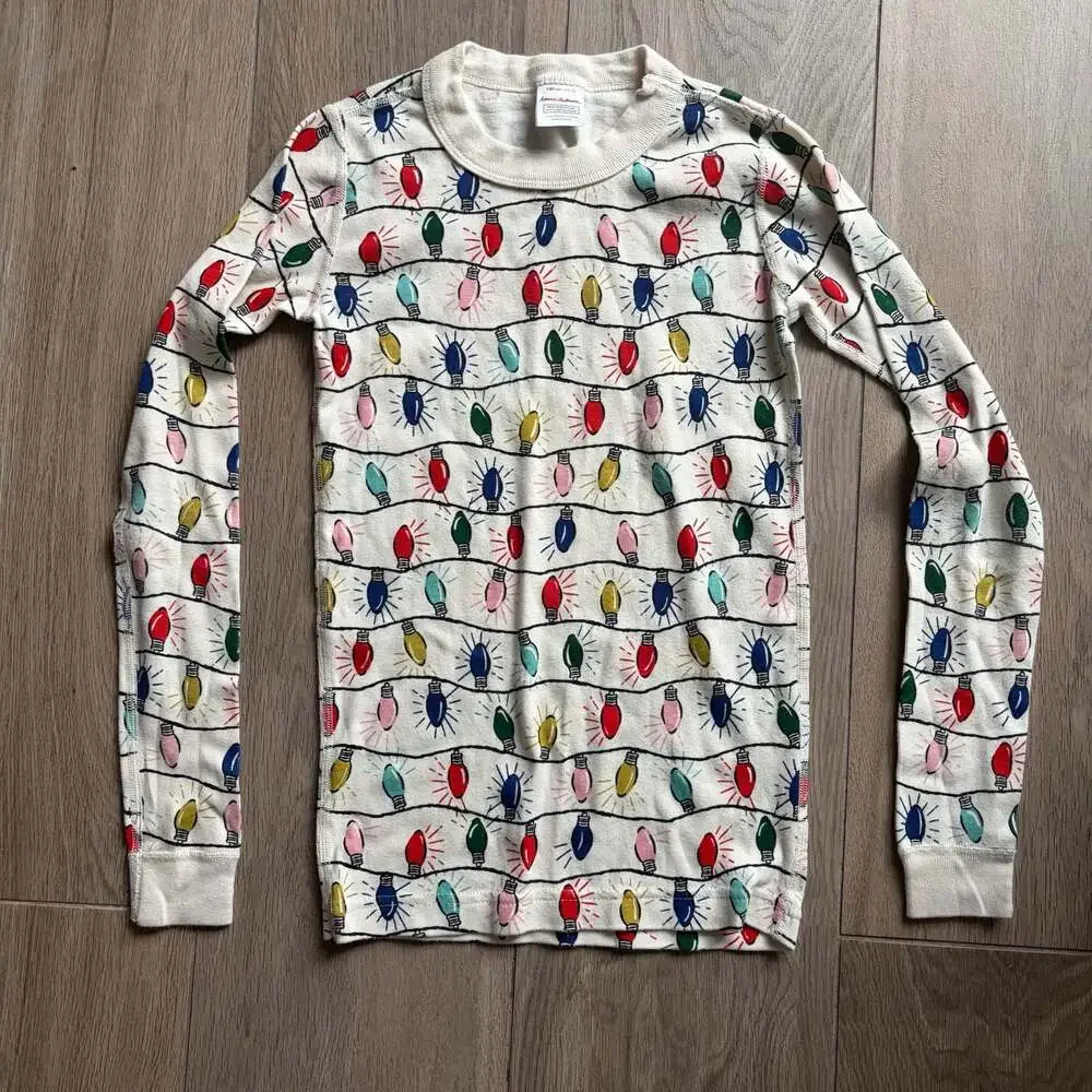 Hanna Andersson Holiday Christmas Lights Pajama Long John Top Size 10
